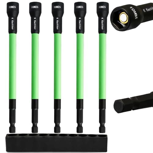 Image of 10mm Socket for Impact Driver 10mm Magnetic Socket, 150mm Magnetic Nut Driver Set for Impact Drill, 5PCS Long Nut Drivers 6 INCH(150mm), Long Shank Nut Driver Bits, 1/4" Hex Shank