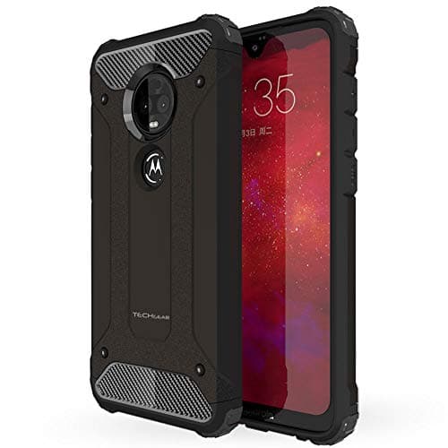 Image of TECHGEAR Moto G7 Plus Case [Tough Armoured] ShockProof Dual-Layer Protective Heavy Duty Tough Cover Compatible with Motorola Moto G7 Plus - (Black)