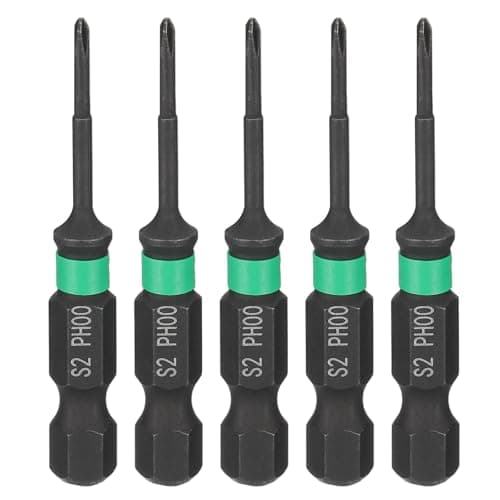 Image of sourcing map 5pcs #00 Impact Phillips Screwdriver Bit PH00 1/4" Hex Shank 2" (50mm) Length 1.6mm Rod Magnetic Cross Head Drill Bits S2 Steel Industrial Screw Drivers for Impact Power Tools