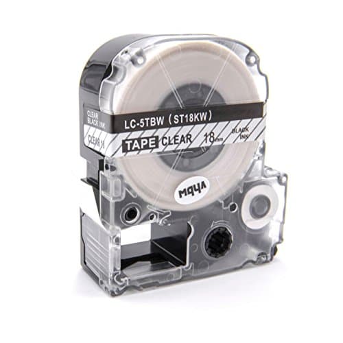 Image of vhbw Label Tape Compatible with Epson LabelWorks LW-1000P, LW-600P Label Printer 8m x 18 mm, Black on Transparent