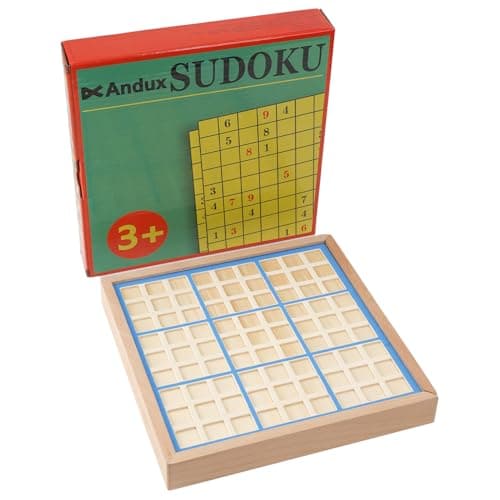 Image of Andux Sudoku Puzzle Board Game with Drawer Wooden Number SD-02 (Blue)