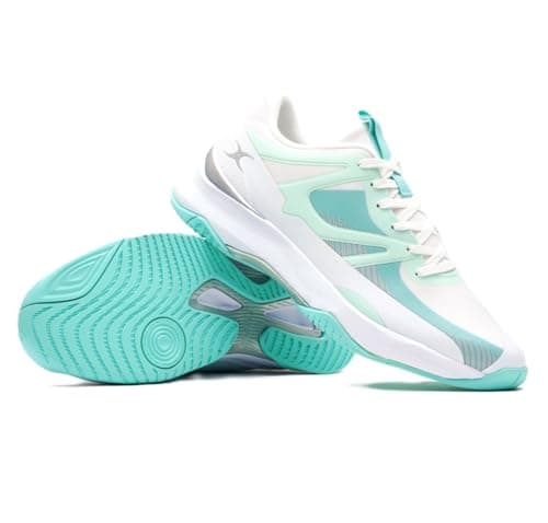 Image of Gilbert Netball Ignite Court Shoes Trainers - Junior - White Mint (UK Footwear Size System, Big Kid, Women, Numeric, Medium, 3)