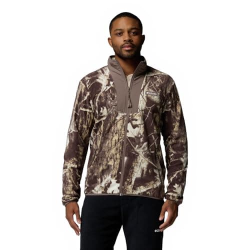 Image of Columbia Men's Sequoia Grove Printed Full Zip, Full Zip Fleece Jacket, Iron Timberwolf, XL