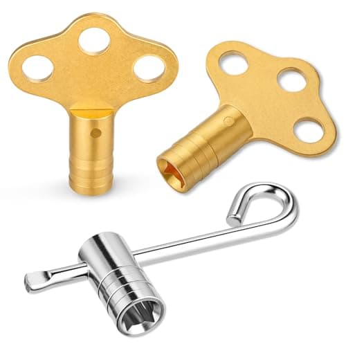 Image of 3-Piece Solid Brass Radiator Bleed Key Set UK, Mellbree Metric/Imperial Fit, Hex & Towel Radiator Key Tools for Heating Upkeep