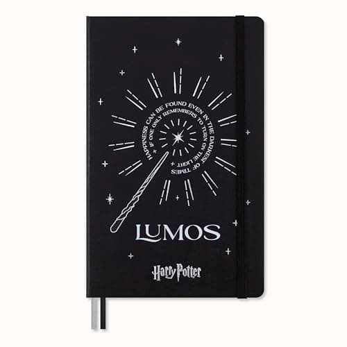 Image of Moleskine Wizarding World Harry Potter Spells Collection Lumos Notebook, Ruled Notebook with Phosphorescent Hardcover and Custom Endpapers, Large Size 13 x 21 cm