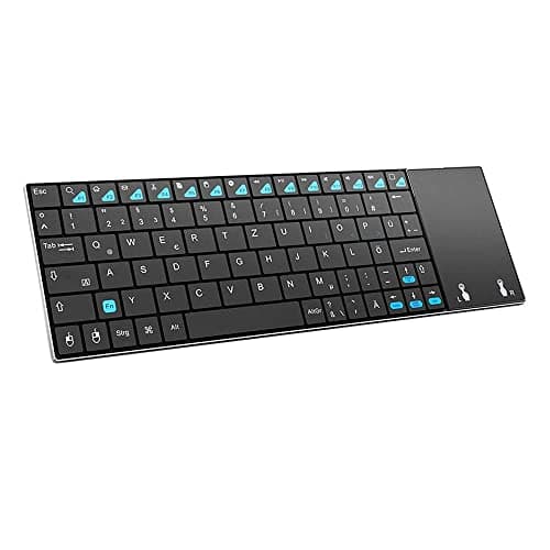 Image of SB Ultra Slim 2.4GHz Wireless Keyboard Touchpad Mouse 80 Keys German QWERTZ Stainless Steel Keyboard Built in Rechargeable Li-ion Battery Pack for Smart TV, Raspberry Pi, Mini PC (German Layout)