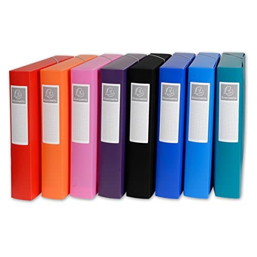 Image of Exacompta - Ref 5980E - PP Opaque Elasticated Filing Box - 240 x 320mm in Size, Suitable for A4 Documents, 60mm Spine, 0.7mm Polypropylene - Assorted Colours (Pack of 8)