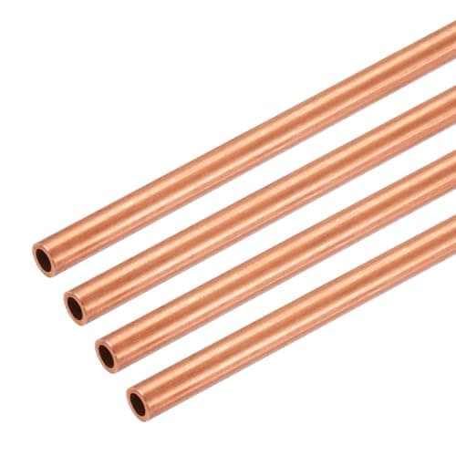 Image of sourcing map Copper Round Tube, 4mm OD x 0.5mm Wall Thickness x 100mm(4") Length Pure Copper Tube Seamless Metal Straight Pipe Tubing for DIY Crafts Industry Construction(Pack of 4)