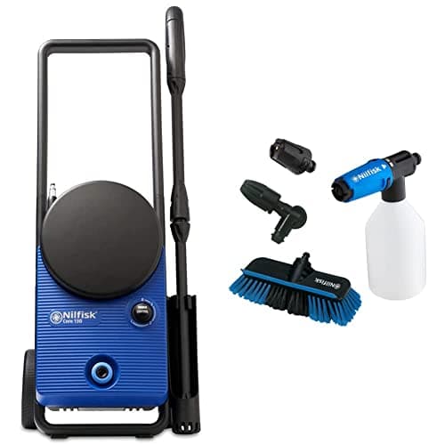 Image of Nilfisk 128471286 Core 130 Bar High Pressure Washer with Power Control for Home, Garden and Car Blue & Alto Click & Clean Car Cleaning Kit
