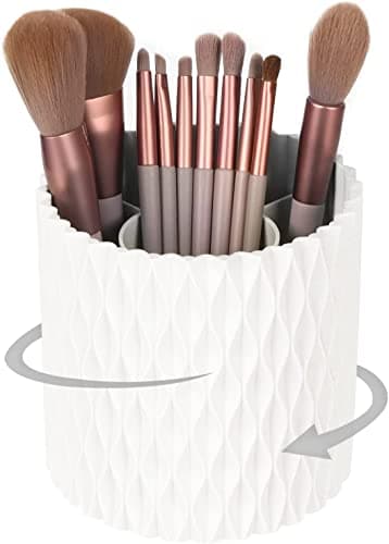 Image of FYGAIN Makeup Brush Holder Organizer, 360° Rotating Multi-Functional Pen Holder for Desk, Spinning Multi-Purpose Desktop Stationary Organizer for Lipsticks, Comb, Beauty Tool
