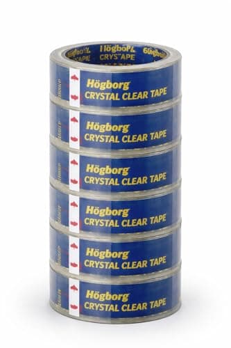 Image of Super Clear Tape 24mm x 50m, Crystal Clear Transparent Stationery Tape, Strong Adhesive Cellotape for Packing, Shipping, Gift Wrapping, Office & Home Use - 6 Rolls