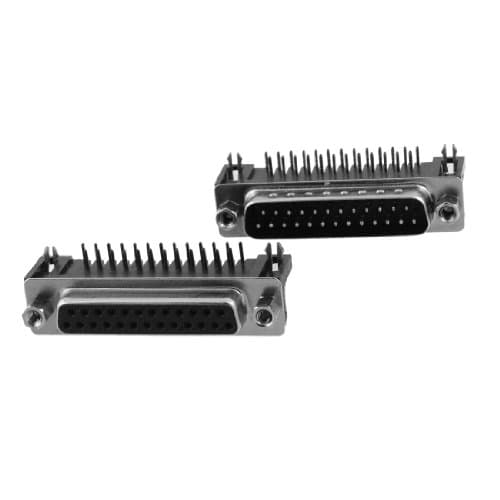 Image of sourcing map DB25 25 Pin Male + Female Right Angle D-sub PCB Mount Connectors 2 Pcs