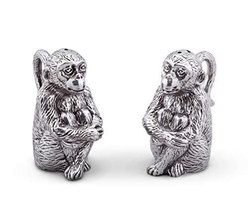 Image of Arthur Court Aluminum Inch Tall Monkey Salt and Pepper Set