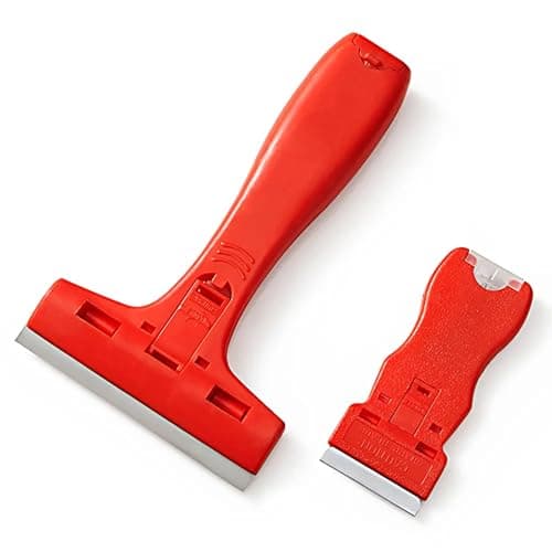 Image of Dekton 2-Piece Glass & Tile Scraper Set | Ergonomic Non-Slip Grip | Ideal for Scraping Windows, Tiles, & Worktops | Efficiently Removes Paint & Adhesives | Convenient Blade Storage Inside Handle