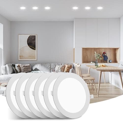 Image of Litglobe LED Downlights for Ceiling 3W 6 Pack,6500K Cool White Recessed Ceiling Lights,270LM Ultra Slim Spot Lights,Cutout Φ70mm Round Spotlights for Bathroom Bedroom Kitchen Living Room