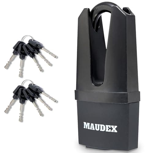 Image of Maudex® MDE60 Heavy Duty Padlock with 10 Keys - [Anti Drill, Anti Pick Cylinder] - [Closed Shackle] - Outdoor Padlock for Shed, Gate, Garage, Container