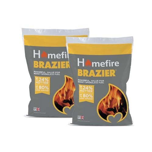 Image of Homefire Brazier Smokeless Coal for Open Fires and Multi-fuel Stoves, 10 kg (Pack of 2)