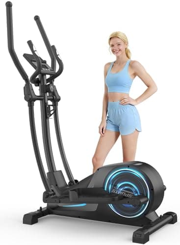 Image of Cowmew Elliptical Cross Trainer For Home, Ultra Quiet Magnetic Cross Trainer with 16-Level Resistance, 8KG Flywheel, 42cm Stride, Weight Capacity 150KG, LCD Monitor, Pulse Sensor,Device Holder