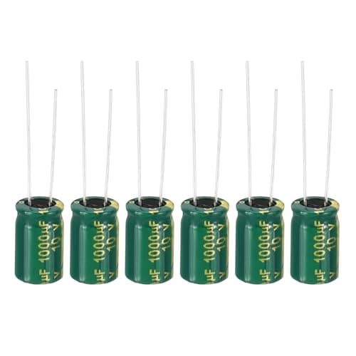 Image of PATIKIL 10V 1000uF Electrolytic Capacitors, 6Pcs 8x12mm Aluminum High Frequency Electrolytic Capacitors for TV, LCD Monitor, Refrigerator, Circuit Boards, Green