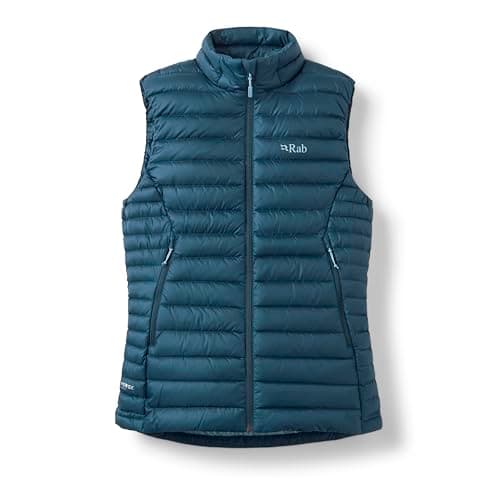 Image of Rab Women's Microlight Down Vest - Insulated Lightweight Gilet for Hiking, Trekking, & Skiing - Tempest Blue - Medium