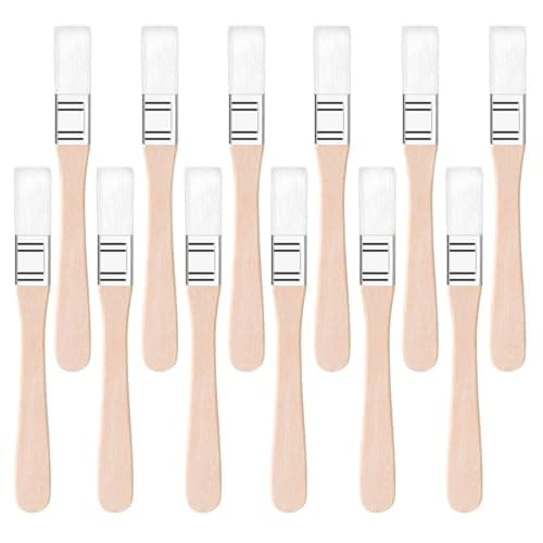 Image of 12PCS Paint Brushes,1/2 Inch Flat Small Paint Brush with Wood Handle,Nylon Bristle Trim Painting Tool,Touch Up Paints Brushes for Walls Cabinets Fences Furniture (White Pencil Hair)