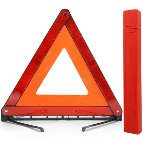 Image of ZephyrCraft Warning Triangle for Car, Foldable Safety Warning Triangle for Roadside, Reflective Red Breakdown Triangle Signs for Emergency Situations, Storage Case Included