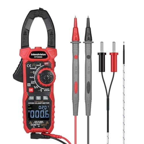 Image of AC/DC Digital Clamp Meter 1000A True RMS Auto Range Professional Multimeter, 6000 Counts, Inrush, VFD, LOZ Mode Measures Current Voltage Temperature Capacitance Resistance Diodes Continuity Duty-Cycle