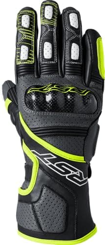 Image of RST Fulcrum CE Perforated Leather Sports Motorcycle Gloves (Grey, Flo Yellow, Black, M)