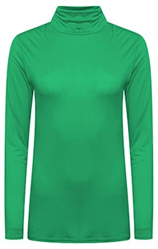 Image of Candid Styles Womens Ladies Polo Roll Neck Long Sleeve Turtle Neck Plain Jumper Top 8 26, XXL 20-22 Plus Size, Jade Green…