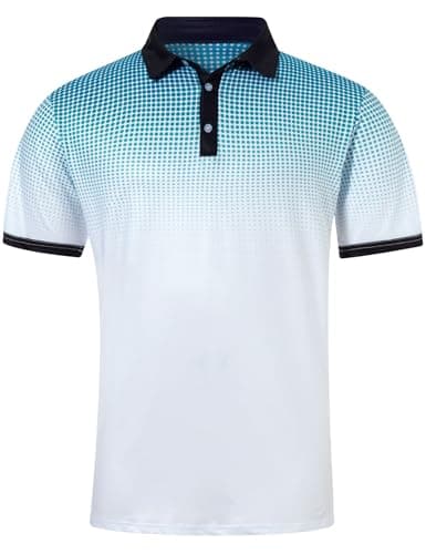 Image of Goodstoworld Mens Polo Shirts Short Sleeve 3D Printed Blue Polka Dots Collared Polos Regular Fit Casual Summer Golf Polo Shirts Dating Vacation Parties Tops M