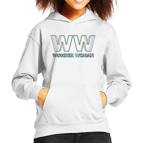Image of All+Every Wonder Woman 1984 WW Colour Text Kid's Hooded Sweatshirt White