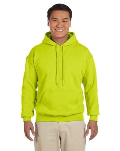 Image of Gildan Heavyweight DryBlend Adult Unisex Hooded Sweatshirt Top / Hoodie (13 Colours) (L) (New Safety Green)