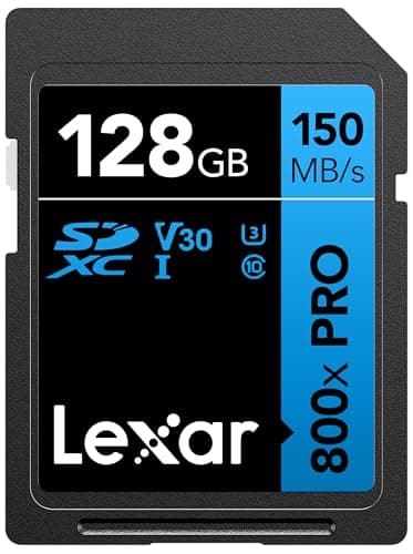 Image of Lexar 128GB High-Performance 800x PRO SD Card, UHS-I, C10, U3, V30, 4K, Up to 150MB/s Read SDXC Memory Card, for Point-and-Shoot & Mid-Range DSLR Cameras, HD Camcorders (LSD0800P128G-BNNNU)