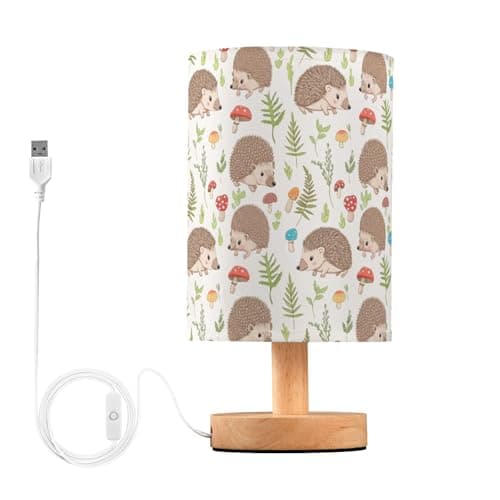 Image of Sevdomey Cute Hedgehogs Bedside Table Lamp with USB Port, No Bulb Needed, Warm LED Light for Bedroom, Living Room, Office - Bedside Table Lamp for Reading, Study, Decor
