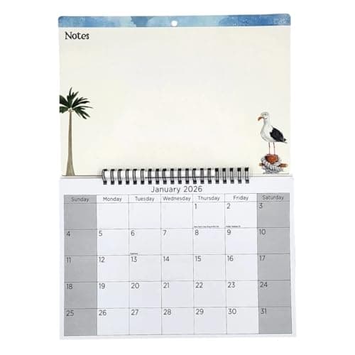 Image of 2026 Hanging Wiro Memo Board Wipe Off Pen Planner Wall Calendar, Family Organiser, Spiral Month to View (Bird)