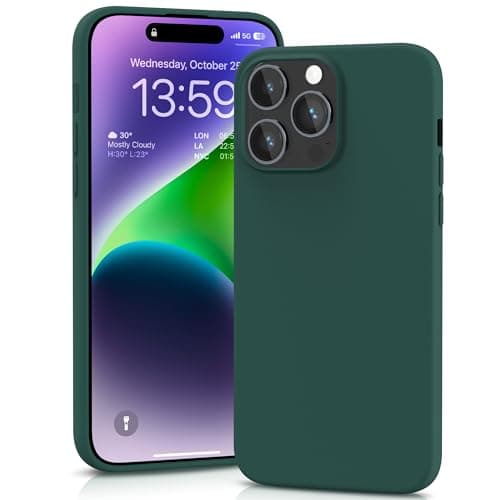 Image of YATWIN Silicone Case for iPhone 14 Pro Max, Soft-Touch, Shockproof, DustProof, Antiskid Full Body Armour Phone Cover for Apple iPhone 14 Pro Max - Dark Green