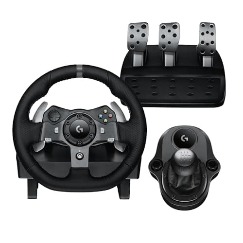 Image of Logitech G920 Driving Force Racing Wheel & Pedals Plus Gear Shifter Bundle (Xbox One & PC) UK-Plug