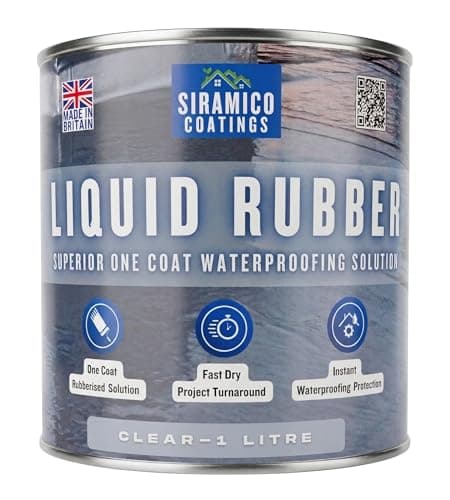 Image of Siramico Coatings Liquid Rubber Roof Coating | Instant Leak Seal Technology I Quick Drying, One Coat Waterproofing Sealant | Black, Grey & Clear (Clear, 1 Litre)