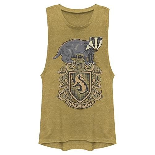 Image of Harry Potter Women's Hufflepuff House Crest Shirt, Gold Heather, XS