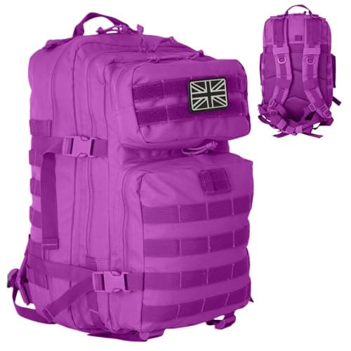 Image of Military Tactical Backpack 21L – Heavy Duty Multi-Pocket MOLLE Rucksack with 180° Opening, Padded Breathable Back Panel, Adjustable Straps & Durable Zip Storage for Travel, Gym & Outdoor Use – Pink
