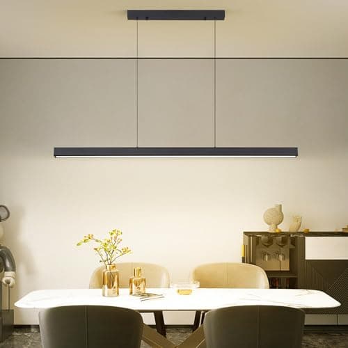 Image of Mikeru 180cm LED Pendant Light, Kitchen Island Lighting 10% to 100% Dimmable Hanging Table Light 3000K/4500K/6000K 3 Color Change Minimalist Ceiling Lamp with Memory Function for Living Room