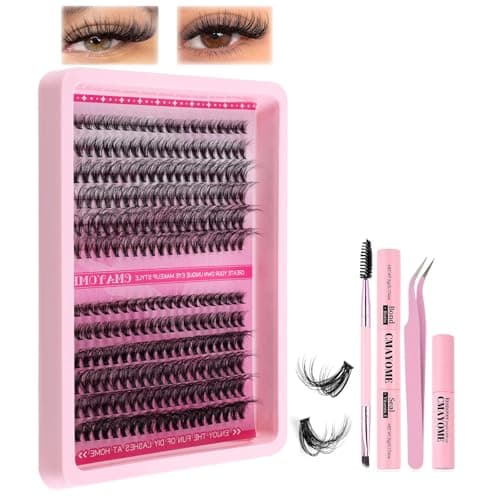 Image of DIY Volume Lash Clusters Kit for Professional Look - 240 Reusable Lash Fans in 30D & 40D, Natural Effect Pink Set with Dual-Head Brush & Tweezers for Home Application, Full Pink Tray
