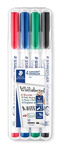 Image of STAEDTLER 301 WP4 Lumocolor Whiteboard Marker Pen - Assorted Colours (Pack of 4)