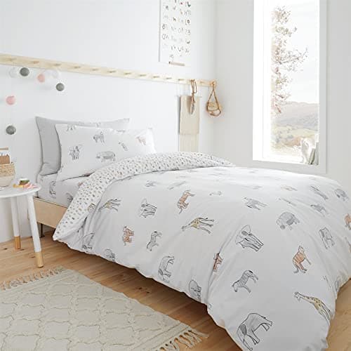 Image of Bianca Zoo Animals Cotton Junior Cotton Duvet Cover Set with Pillowcases White