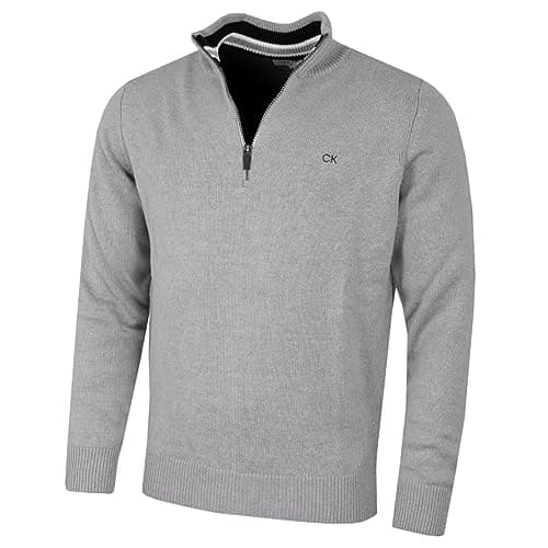 Image of Calvin Klein Mens 1/2 Zip CK Golf Sweater - Silver Sport - XXXXL