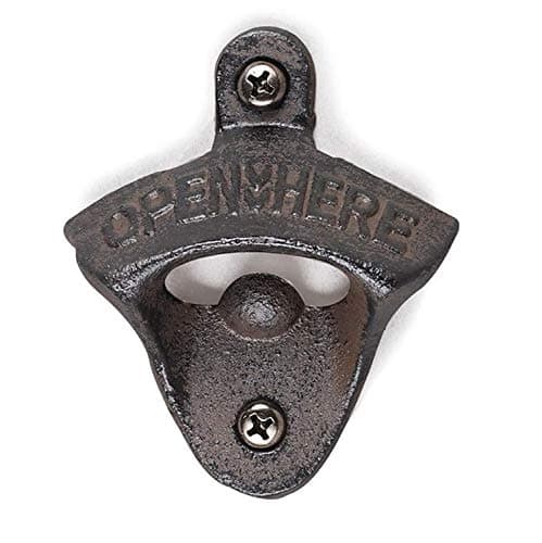 Image of LABABE Gadget Chameleon Cast Iron Wall Mountable Beer Bottle Opener - 'Open HERE' Retro Style for Bar & Kitchens