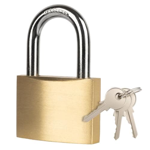Image of 40mm Heavy Duty Brass Padlock with 3 Keys – Hardened Steel Shackle | Security for Sheds, Gates, Lockers & Toolboxes | Security Lock for Home, Office & Outdoor Use (40mm Brass Padlock)