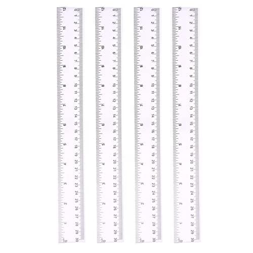 Image of 4 Pack 30cm Clear Plastic Ruler - 12 Inches Shatter Resistant Metric Transparent Straight Measuring Ruler Tool for Student School Office