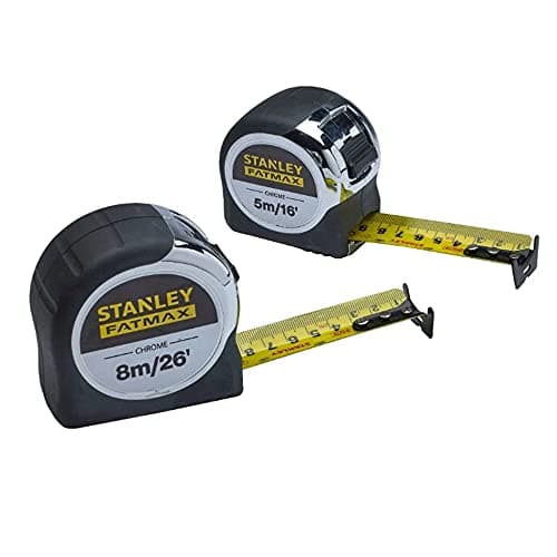 Image of Stanley FatMax Tape Measures 8m 26ft and 5m 16ft STA533891 STA533886 XMS19CTTWIN