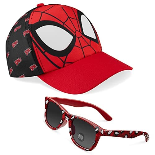 Image of Marvel Spiderman Sunglasses Baseball Cap Set for Kids Adjustable Summer Sun Hat UV400 Kids Holiday Travel Essentials (Red/Black)